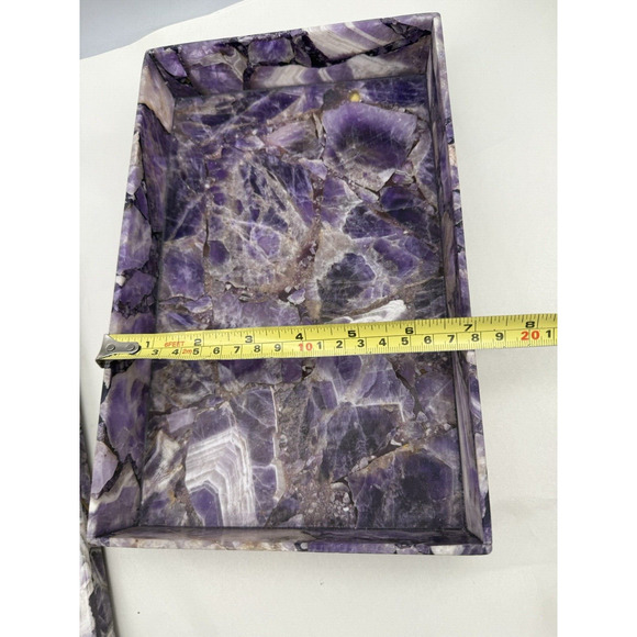 Vintage Global Views Amethyst Jewelry Box Purple Trinket Box 11"x7"x2.5" *READ - Picture 14 of 16
